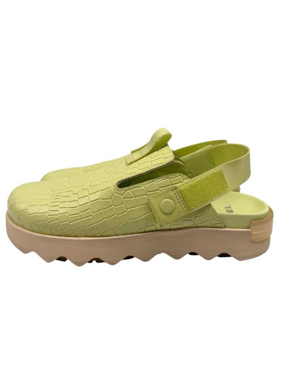 Sorel Viibe Croc Embossed Slip On Leather Clogs in Lime Green/White Women's 8.5 - Picture 2 of 10